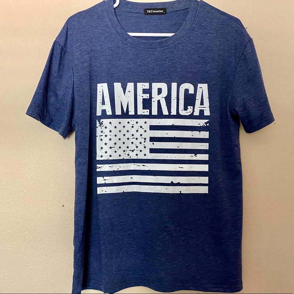 America Flag Short Sleeve Tee Large NWOT